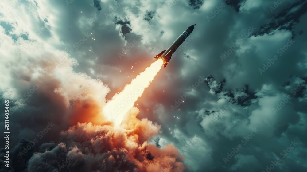 Fototapeta premium Rocket Launch from Mobile Platform