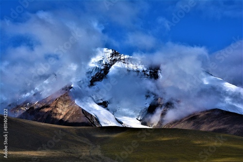 Kang Yatze Kang Yatse (6400 m) - the highest mountain of Zanskar as seen at dawn from the trail leading from Nimaling campground to Kongmaru La ("Markha Trek", Ladakh region, northwest India)