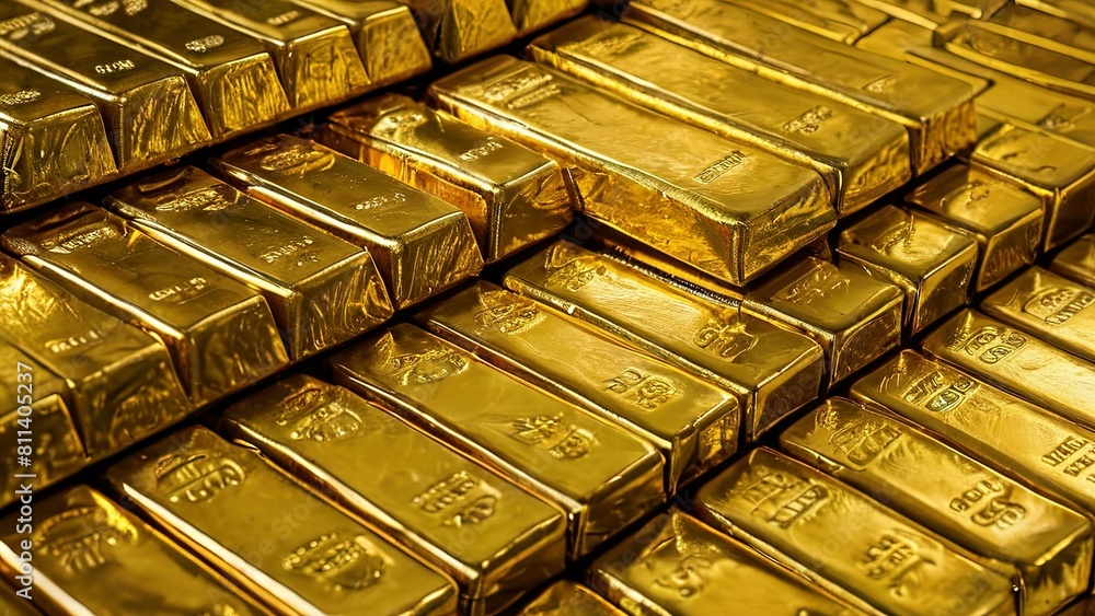gold bars and coins are stacked together Superfine details gold bars and coins are stacked together Superfine details