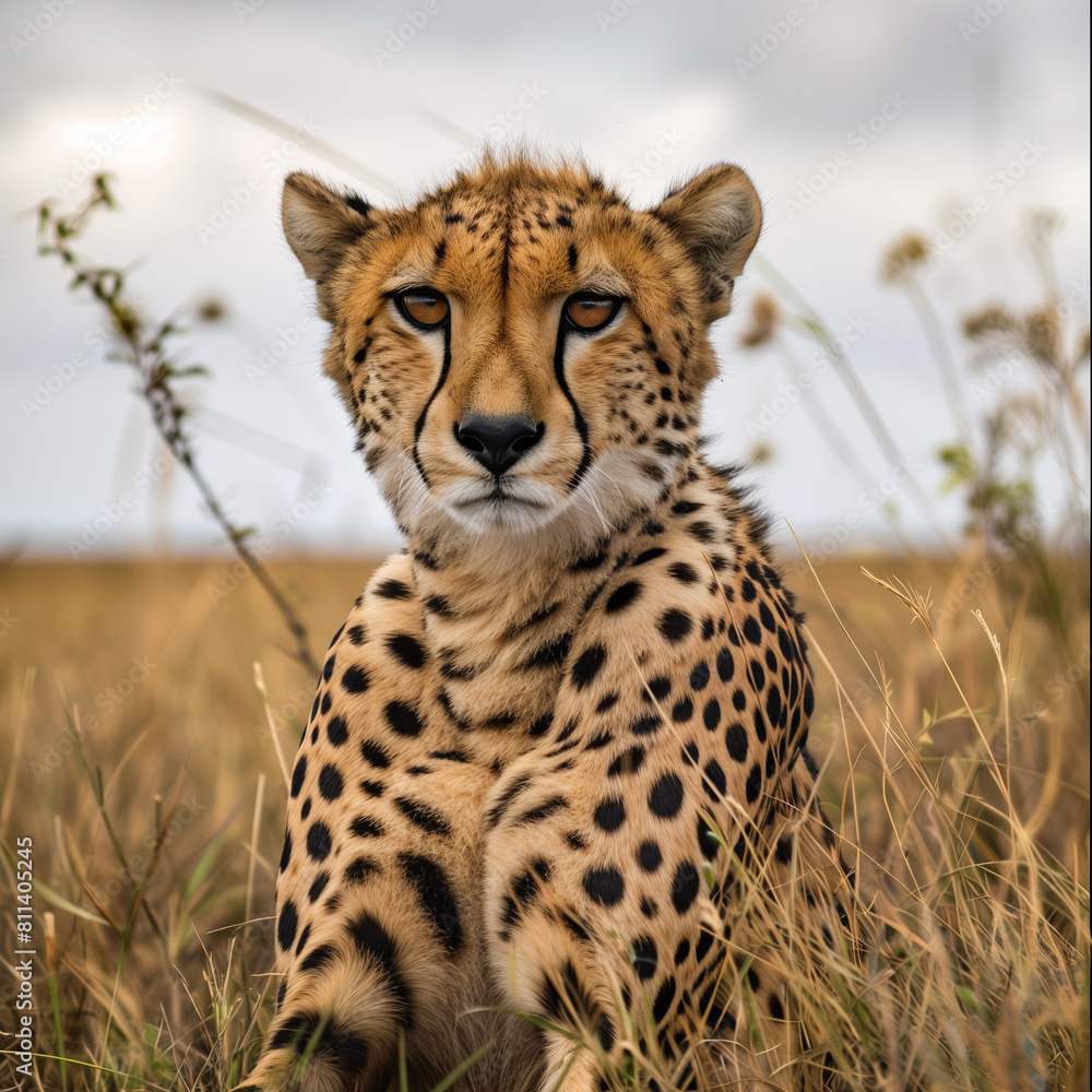 Majestic Cheetah Resting in Natural Habitat Majestic Cheetah Resting in Natural Habitat