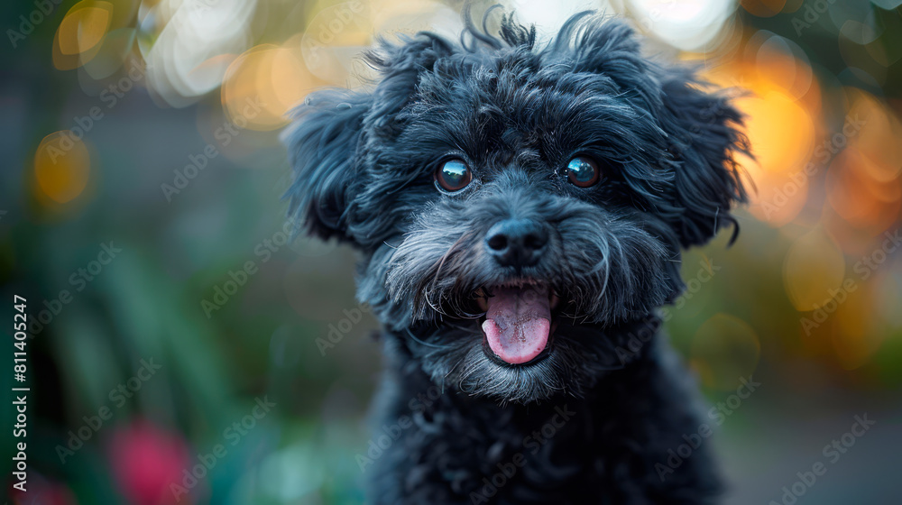 a cute black Poodle dog's head sticks out of the car window, its hair blown in the air by the wind. a cute black Poodle dog's head sticks out of the car window, its hair blown in the air by the wind.