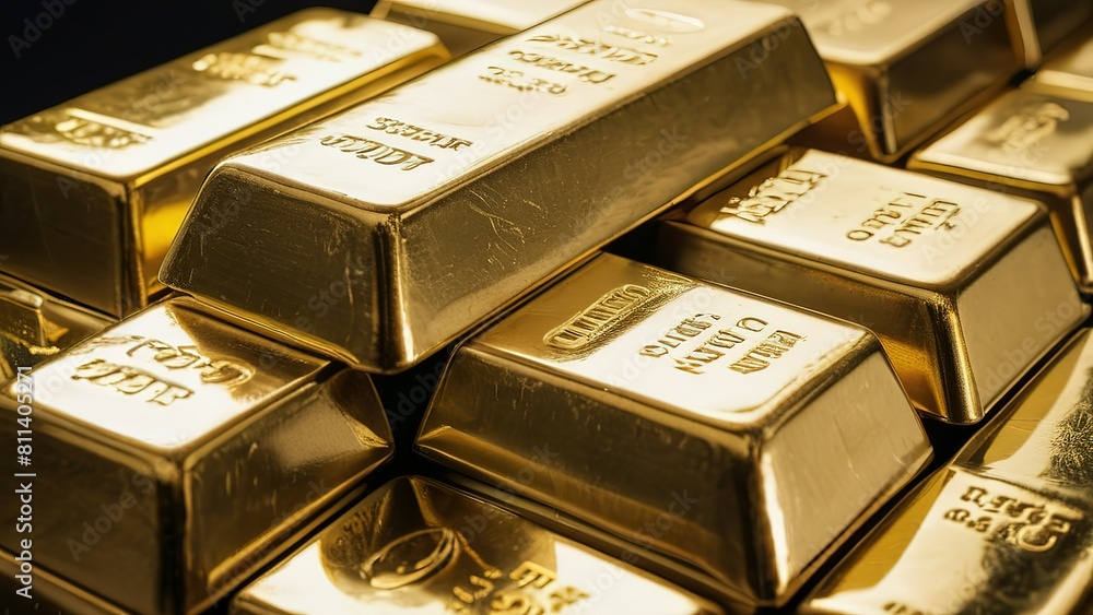 gold bars and coins are stacked together Superfine details gold bars and coins are stacked together Superfine details