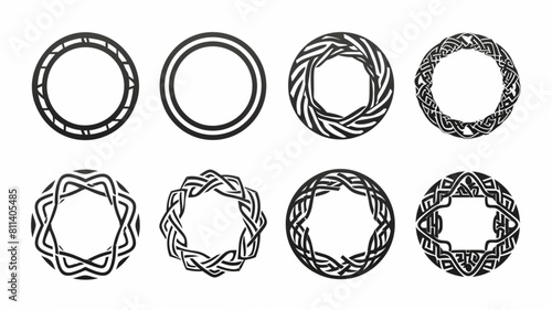 Celtic circle frames. Vintage round border frames with celtic knots, knotted braid ornaments northern Irish motifs. Circular magical patterns vector 3D avatars set vector icon,