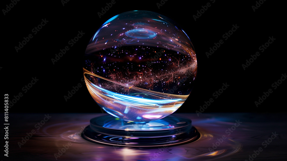 Glass ball with space and galaxy inside Glass ball with space and galaxy inside