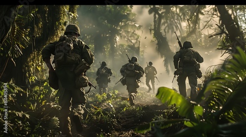 Fototapeta Naklejka Na Ścianę i Meble -  soldiers in a jungle