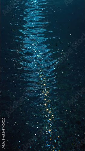 Glare on the water surface with small waves, vertical photo