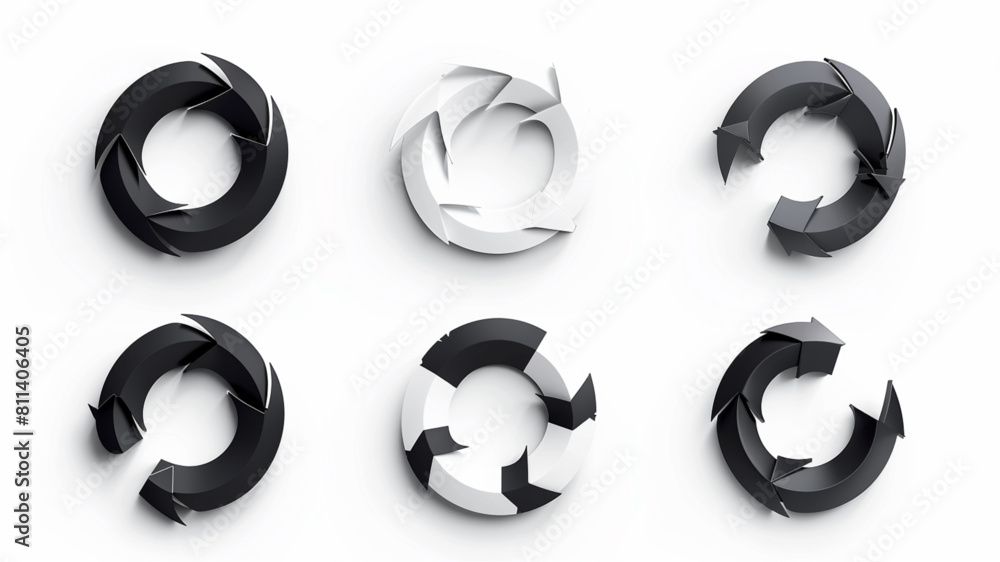 Vetor de Circle arrows. Circular process, rotate infographic element ...