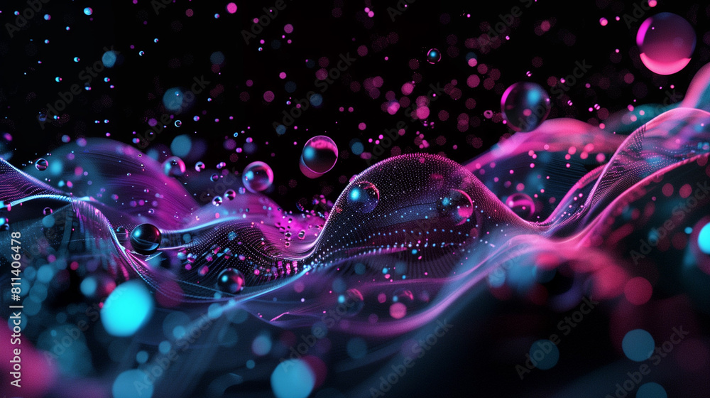 A digital backdrop of a purple and blue liquid with bubbles and waves A digital backdrop of a purple and blue liquid with bubbles and waves