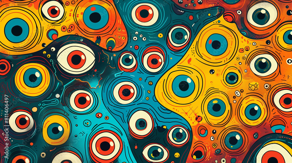 Abstract psychedelic background with many eyes Abstract psychedelic background with many eyes