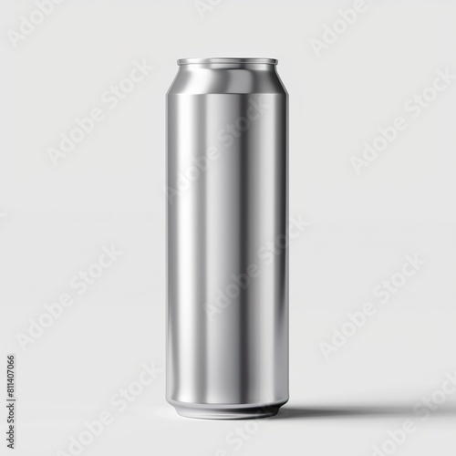 3D Representation of Soda or Beer Can on Surface, Grey Background Isolated