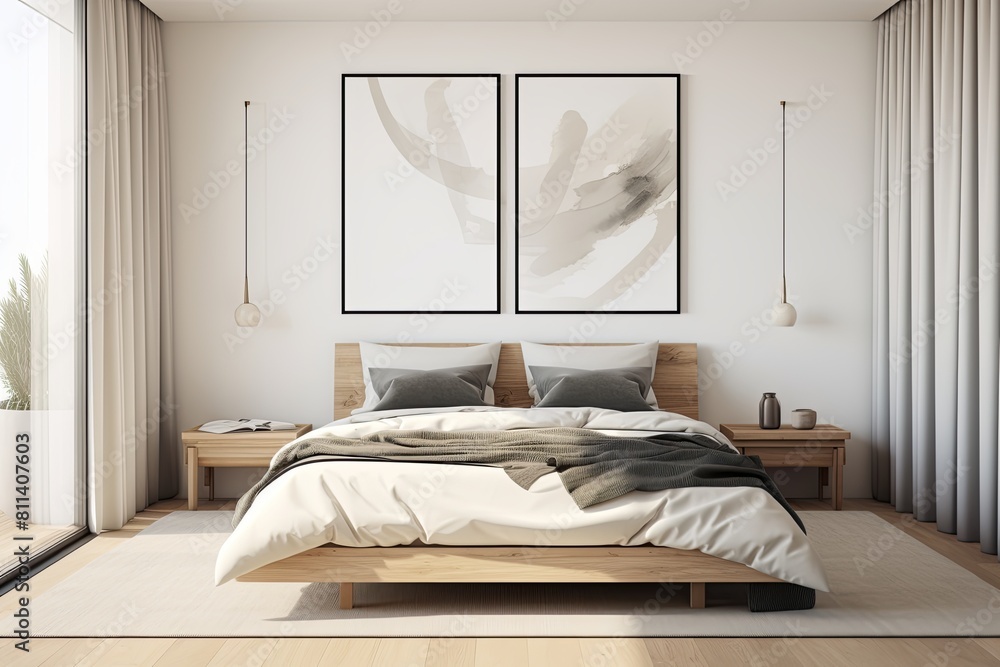 a bedroom with a large bed and a large window a bedroom with a large bed and a large window