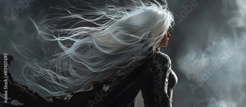 A woman with white hair was a lone assassin warrior of the past wallpaper AI Generated image