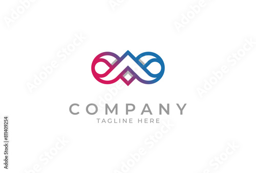 Initial Letter AV or VA Infinity Logo, Letter A and V forming Infinity icon, suitable for technology brand and company logo design, vector illustration