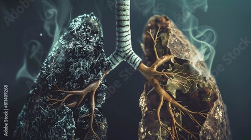 Blight vs. Breath: Healthy Lung vs. Diseased Smoker's Lung (The Cost of Smoking) photo