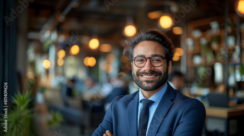 Fototapeta Naklejka Na Ścianę i Meble -  businessman in a suit, posing in a restaurant