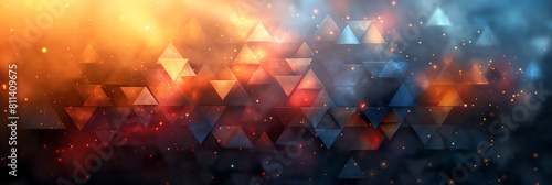 abstract background of triangles with orange light
