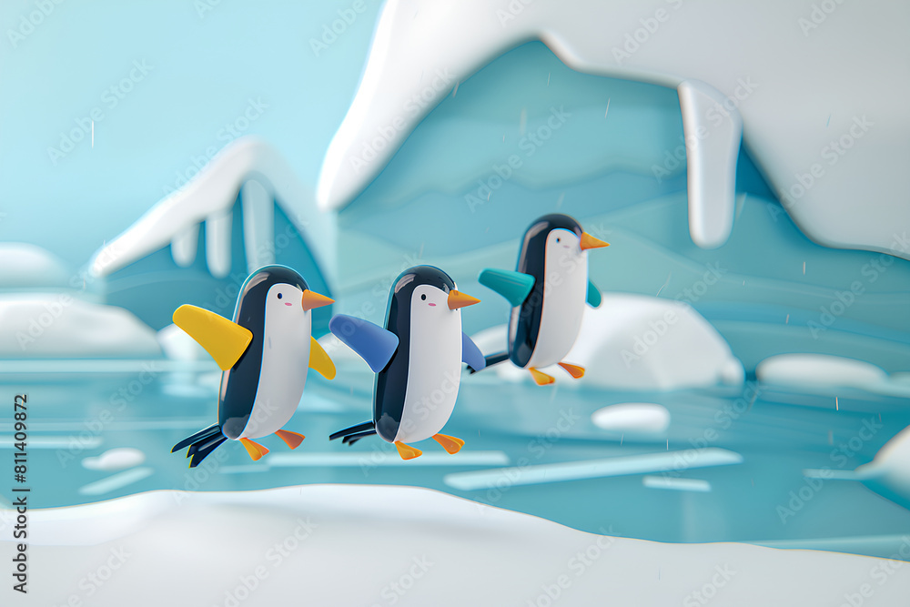 氷山で遊ぶペンギンくん 氷山で遊ぶペンギンくん