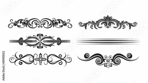  Line dividers. Decorative swirl text separators, vintage divider. Victorian flourishes line calligraphic swirly filigree decoration editable stroke