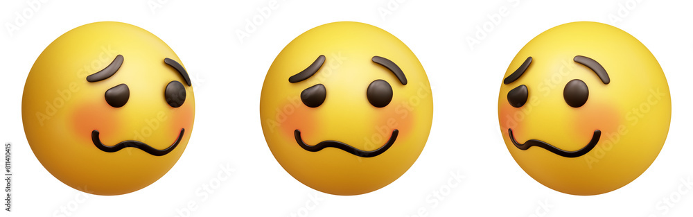 Fototapeta premium Woozy face three-dimensional emoji. Silly or drunk emoticon isolated on transparent background. 3D rendering