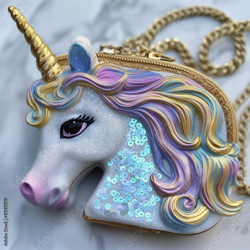 Una bolsa muy elegante con aspecto de unicornio elegante photo