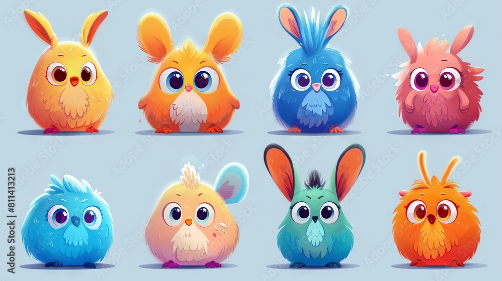 A collection of cute and cuddly animal characters, perfect for use in games, animations, or as website mascots A collection of cute and cuddly animal characters, perfect for use in games, animations, or as website mascots
