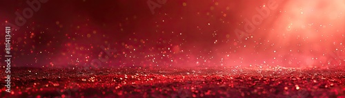 The air is filled with red glowing dust particles, while the background displays a vibrant red hue