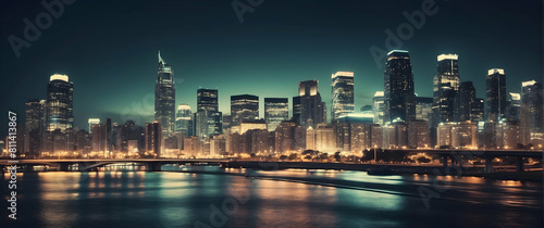 Wallpaper Mural Night cityscape with illuminated buildings Torontodigital.ca