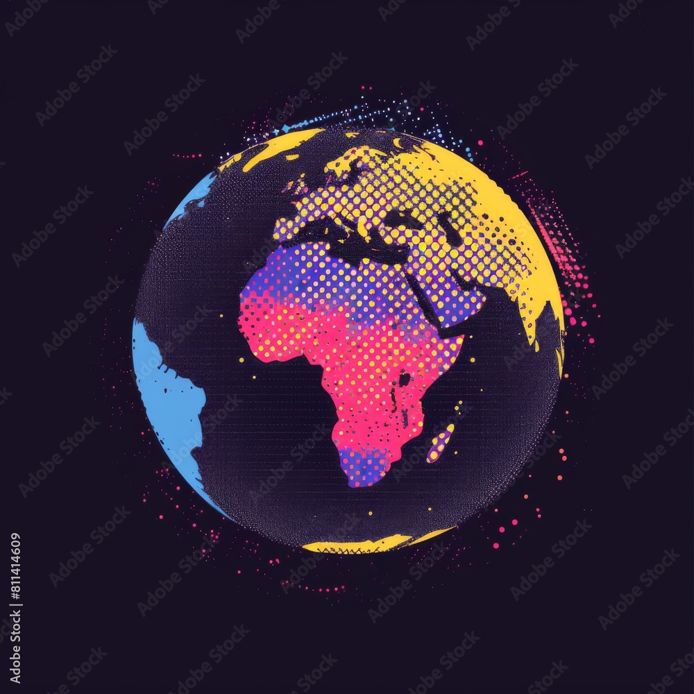 Naklejka premium Vibrant Earth globe suspended in space against a black background for t-shirt graphic design