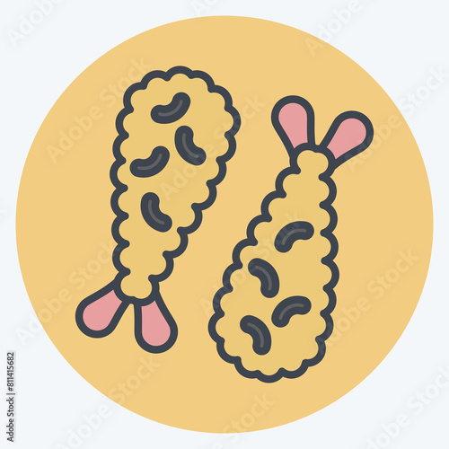 Icon Ebi Fry. related to Seafood symbol. color mate style. simple design illustration