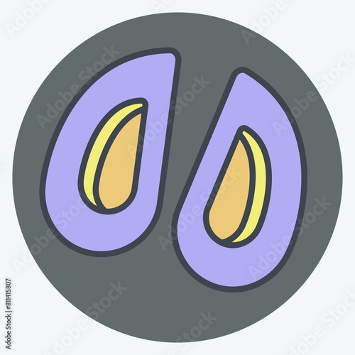 Icon Mussel. related to Seafood symbol. color mate style. simple design illustration