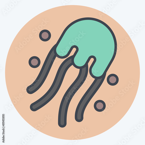 Icon Jelly Fish. related to Seafood symbol. color mate style. simple design illustration