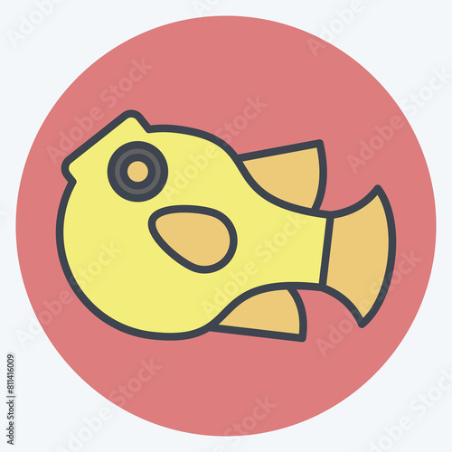 Icon Puffer Fish. related to Seafood symbol. color mate style. simple design illustration