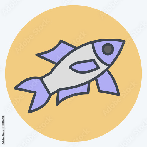Icon Sardine. related to Seafood symbol. color mate style. simple design illustration