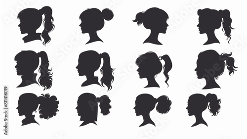  woman silhouette collection isolated  vector 3D avatars set vector icon  white background 