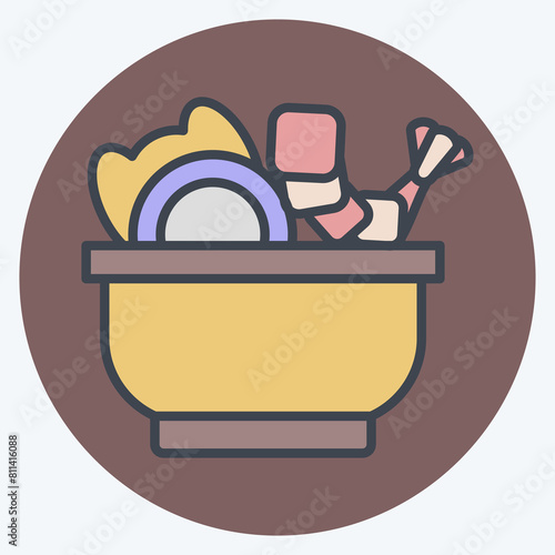 Icon Sea Salad. related to Seafood symbol. color mate style. simple design illustration