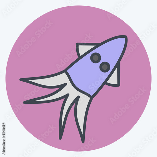 Icon Squid. related to Seafood symbol. color mate style. simple design illustration
