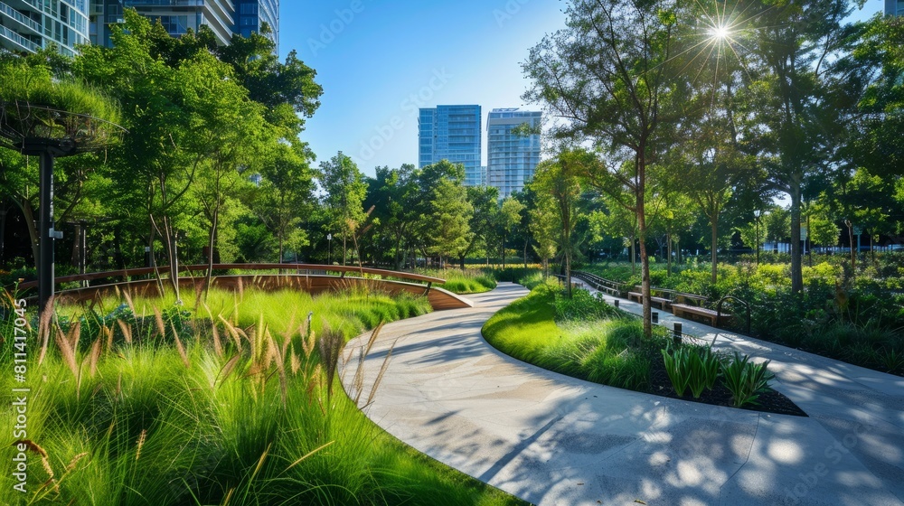 Enjoy the outdoors in city parks designed with urban decor. Explore elements found in parks and alleys.