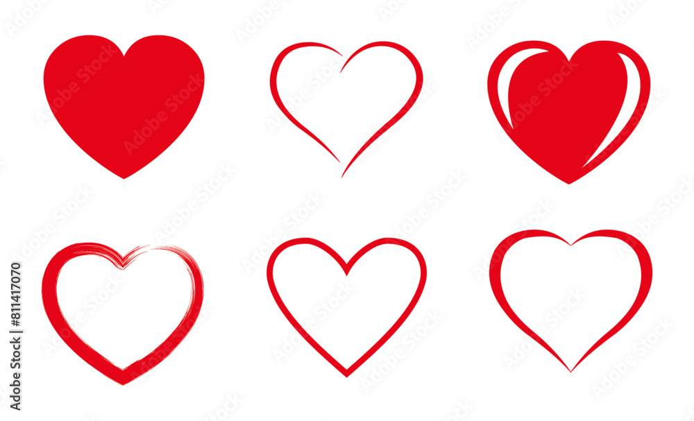 Red heart icons set vector Red heart icons set vector