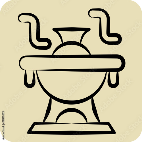 Icon Hot Pot. related to Seafood symbol. hand drawn style. simple design illustration