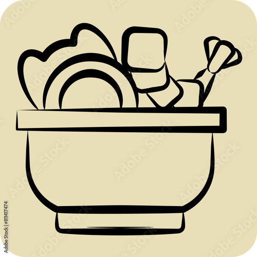 Icon Sea Salad. related to Seafood symbol. hand drawn style. simple design illustration