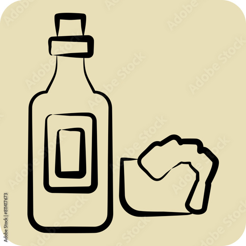 Icon Seafood Sauce. related to Seafood symbol. hand drawn style. simple design illustration