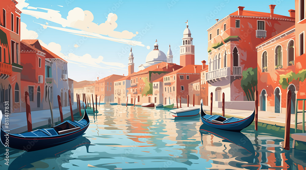 Obraz premium Venice background for social media. illustration