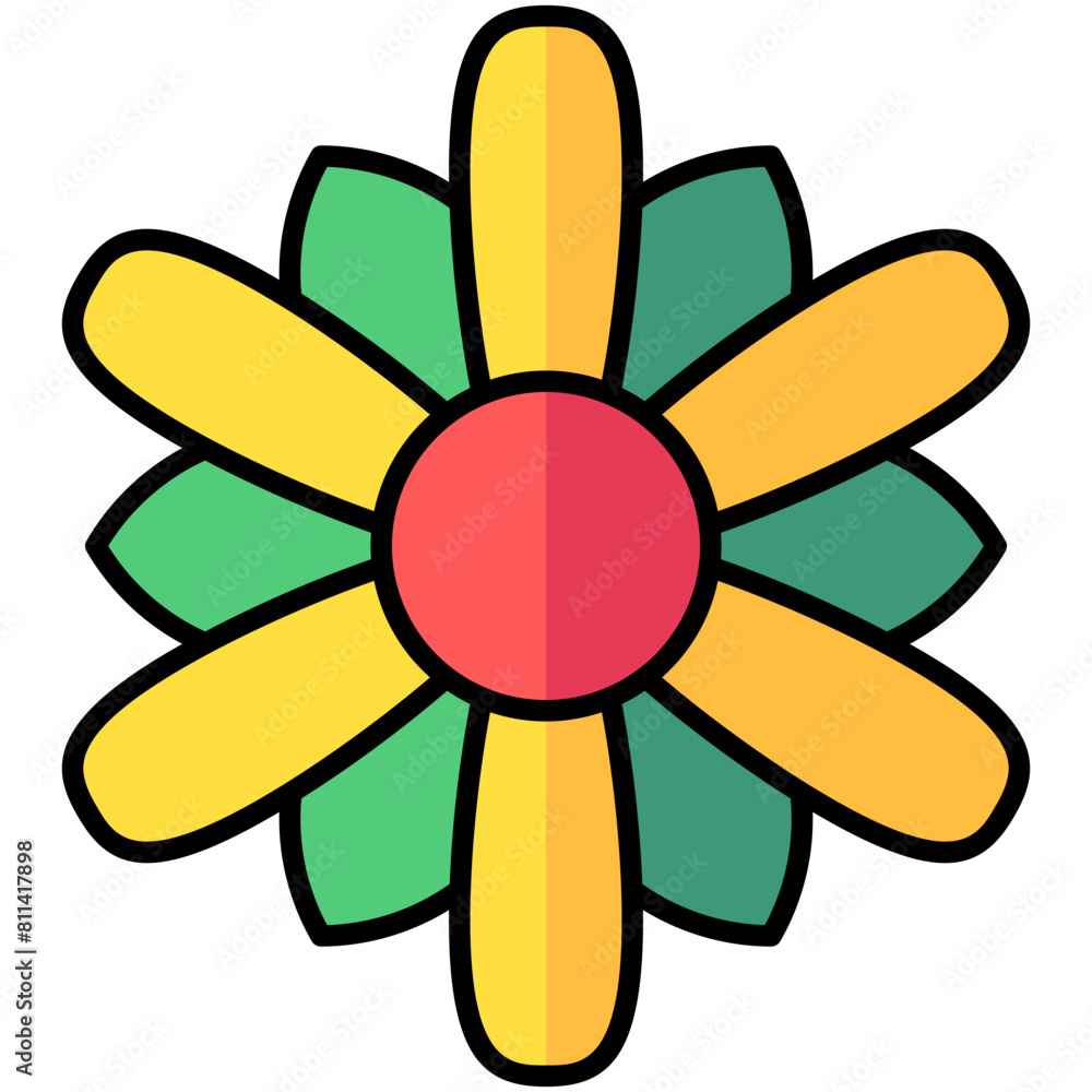 flower lineal multi color icon, related to thanksgiving theme.