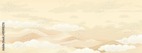 A background with a beige gradient of clouds  simple lines and curves in the style of a Chinese pattern  a light gold color scheme  a vector illustration in a flat design.