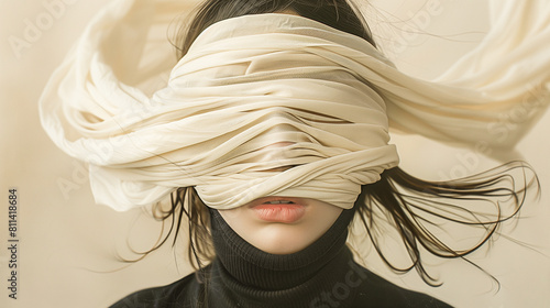 Woman With Blindfold on Head