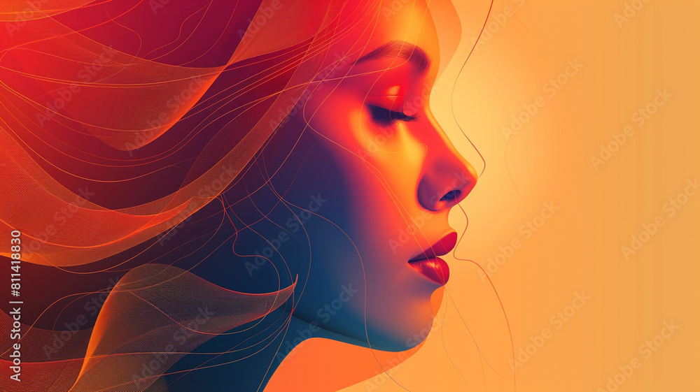 abstract woman's face poster, illustration design.