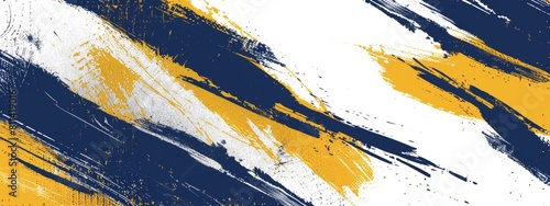 Abstract brush strokes in navy blue and yellow on a white background, with a vector design in the halftone style and a football theme.