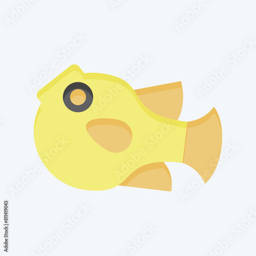 Icon Puffer Fish. related to Seafood symbol. flat style. simple design illustration