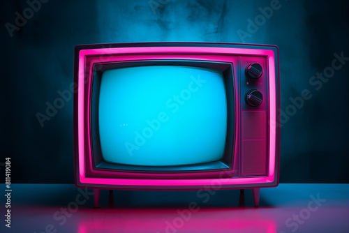 old hot pink and turquoise glowing neon tv photo