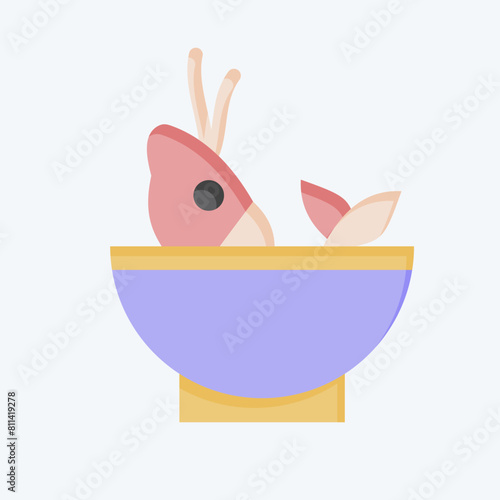 Icon Soup Sea. related to Seafood symbol. flat style. simple design illustration